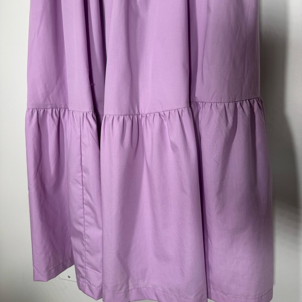 Abercrombie & Fitch Emerson Poplin Puff Sleeve Lavender Midi Dress Med Tall - Picture 5 of 13